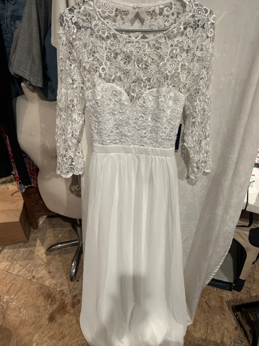 Lulu's White Lace Bodice Maxi Dress